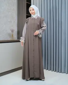 Arista Dress Baju Gamis Wanita Muslim Bahan Kain Sabrina Anti UV Kombinasi Swarovsky Variasi Lengan Tille Raindrop