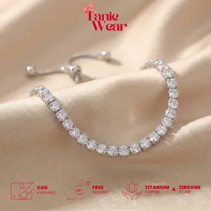 TANIE - Kairos Bracelet | Gelang Wanita Serut - Aksesoris Wanita |  Gelang Wanita Titanium Tembaga | Gelang Wanita Adjustable Silver Emas | Gelang Wanita Batu Diamond Zirkon Berkilau | gelang Wanita Serut Emas Silver
