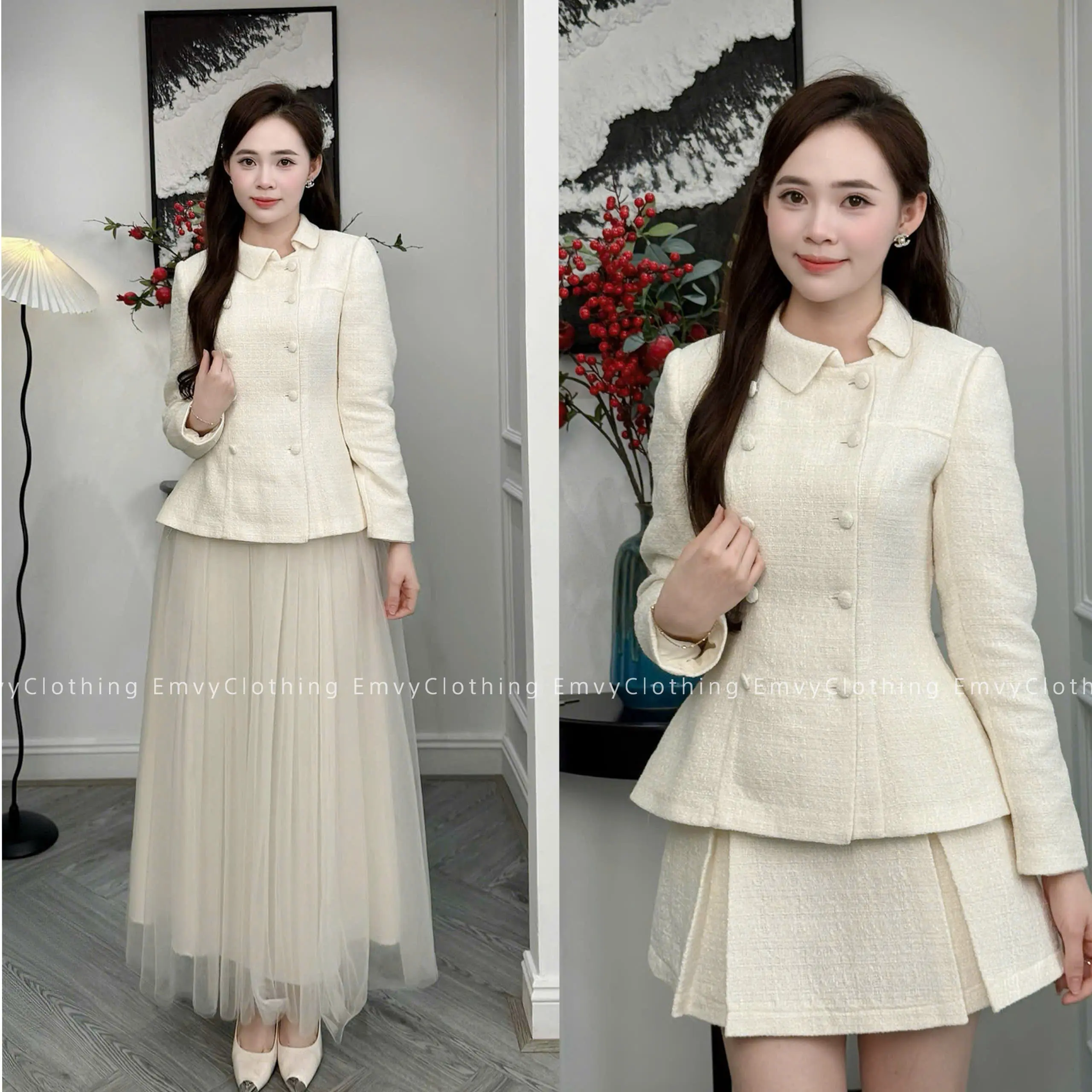 EV124-Emvy Clothing Set váy dạ dáng ngắn và dài trẻ trung thanh lịch phù hợp dạo chơi và dự tiệc | BigBuy360 - bigbuy360.vn