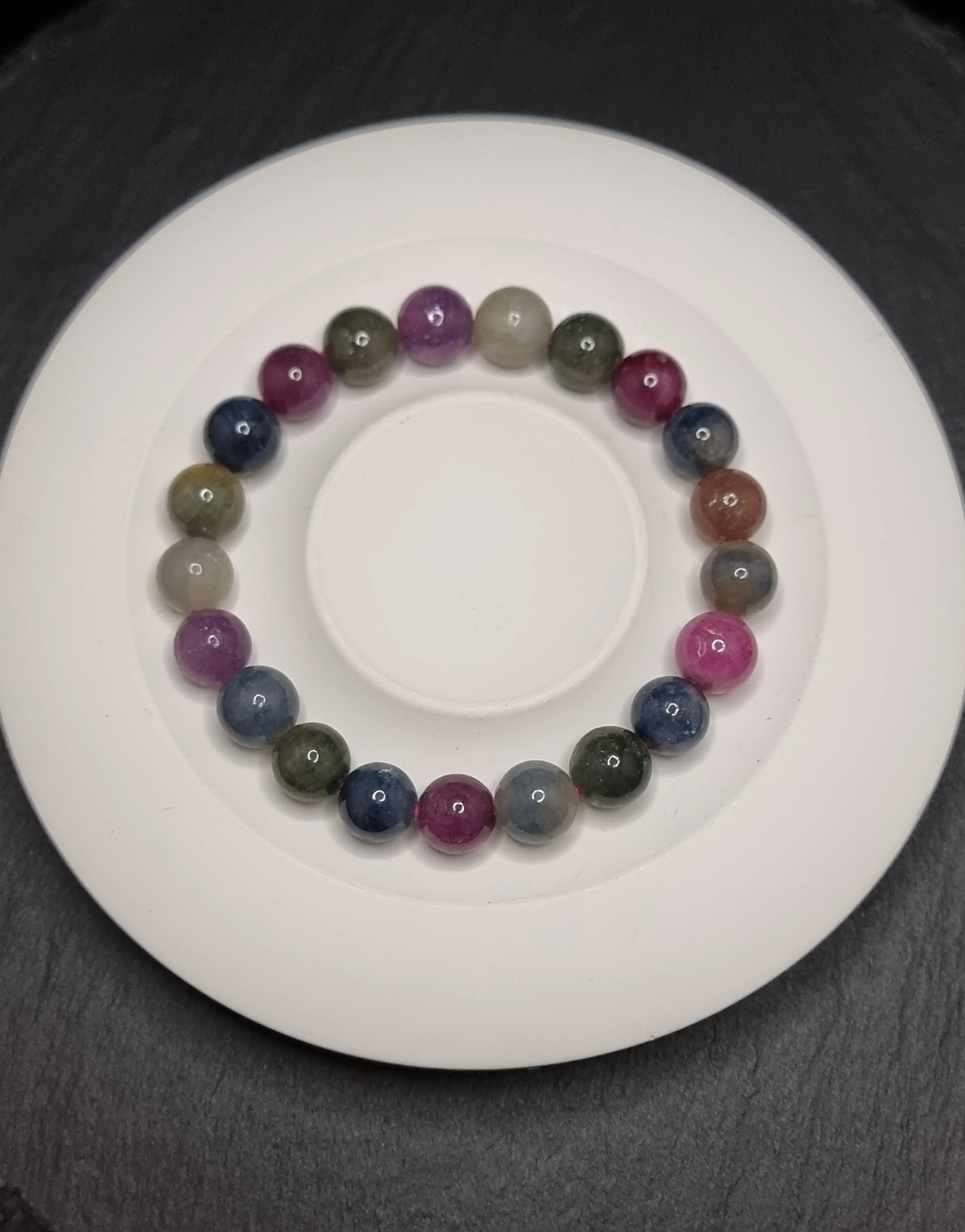 Gelang Batu Mix Ruby Blue Sapphire Sri Lanka Full Natural 9mm C1753