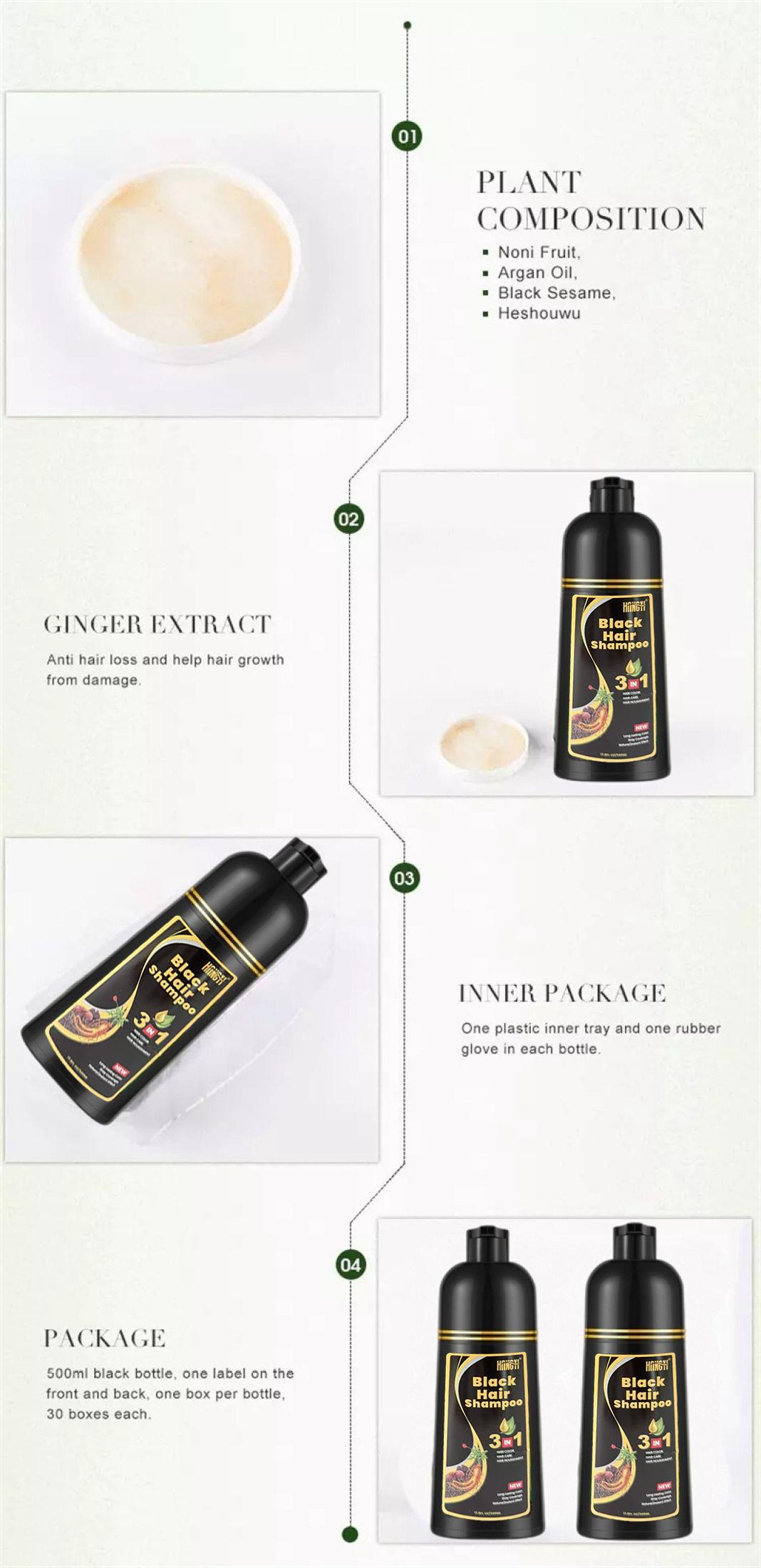 500ML Herbal Black Hair Shampoo Hair Dye Shampoo Professional Turn Your White/Gray Hair Into Black In Just 5 Minutes Non-irritating Hair Color Shampoo