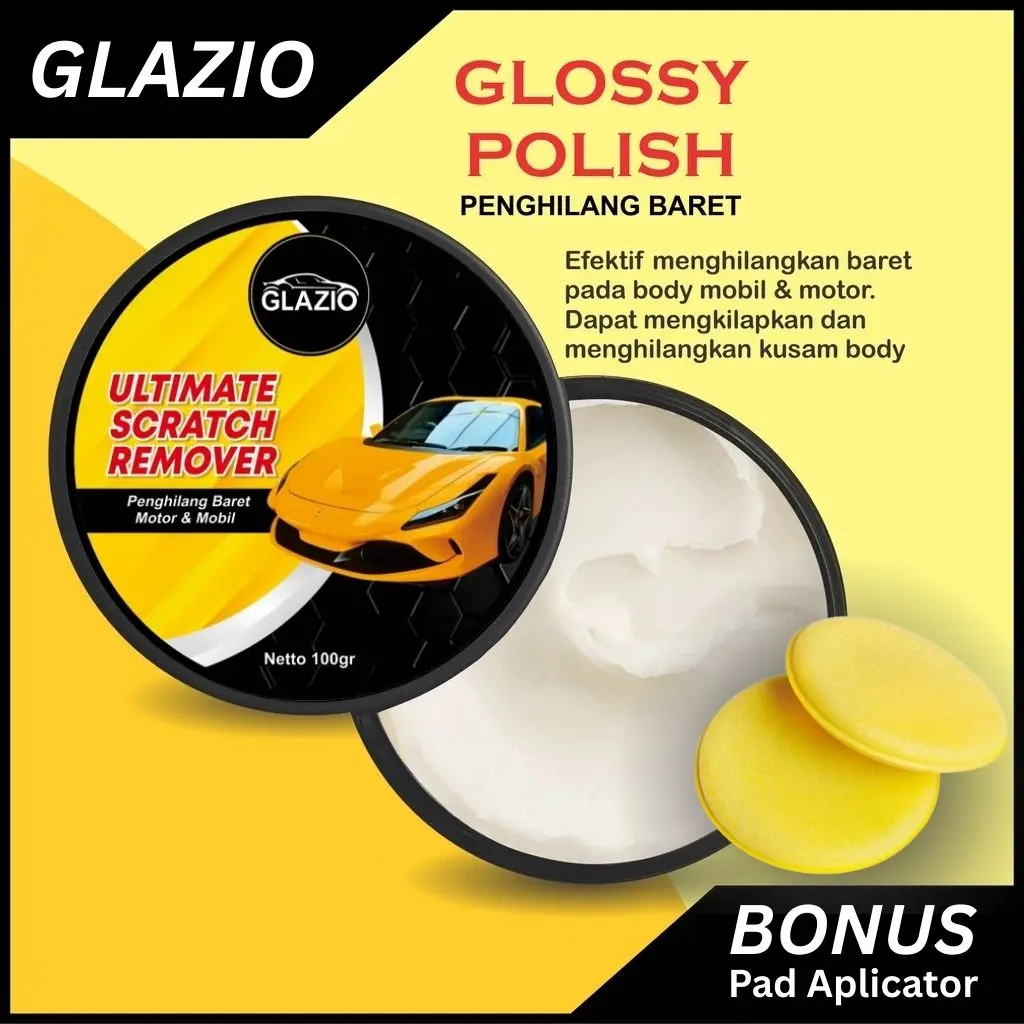 Scratch Remover | Penghilang Baret Kendaraan Mobil dan Motor | Gratis Pad Aplikator GLAZIO