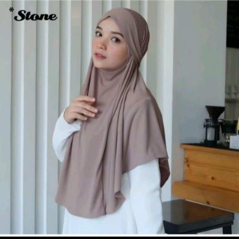 jilbab french khimar lesty kejora 2in1 cadar tali syar'i niqab masker Bergo Instan Kerudung Syari 6