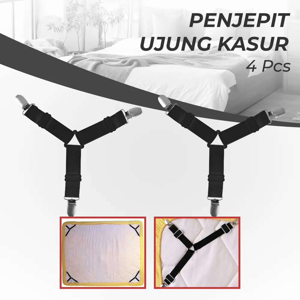 GCDHome Penjepit Ujung Sprei Kasur Bed Sheet Clip Holder 4 PCS