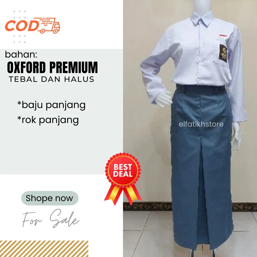 setelan seragam sekolah SMA // PUTIH - ABU // PEREMPUAN panjang & rok panjang Fashion Bordir