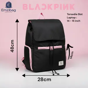 EMZIBAG Ransel Sekolah Blackpink Puffy Waterproof Jasper Polyster Laptop 14 Inch Unisex