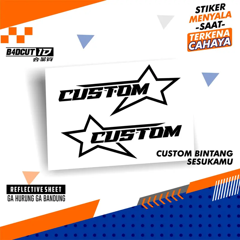 Stiker Custom Bebas Request Nama Bentuk Bintang Viral Keren Cutting Bukan Sticker printcut Anti Air Motorcycle 3
