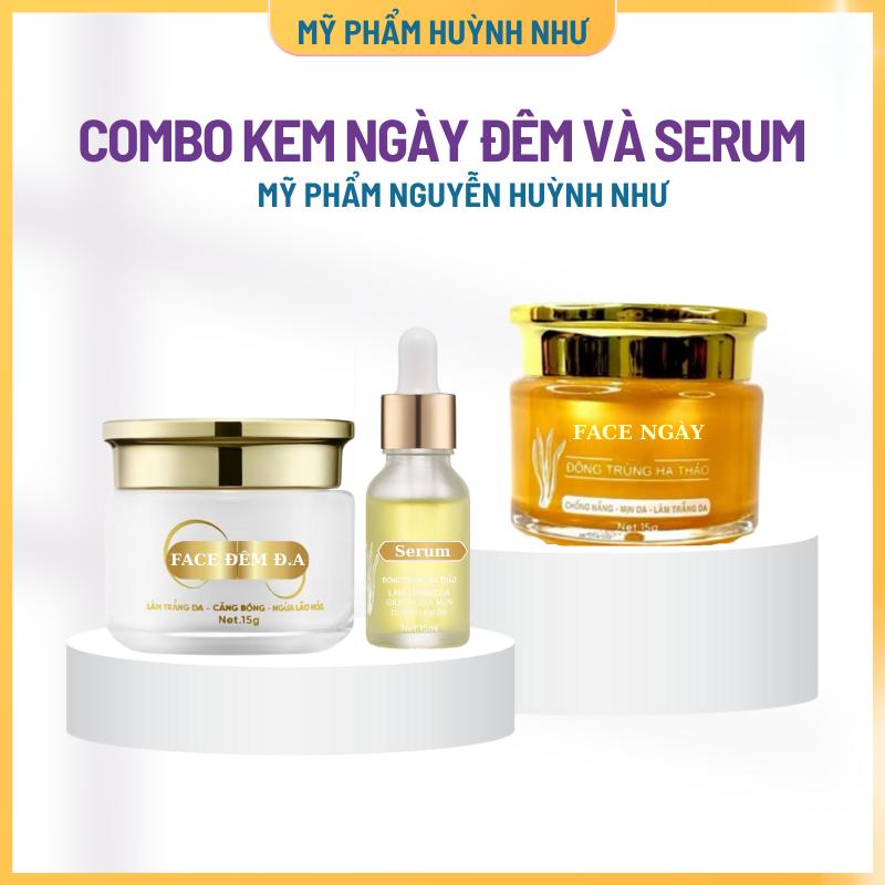Combo Kem Face Ngày Collagen X3 Đông Trùng Hạ Thảo, Kem Đêm Sữa Ong Chúa Và Serum X3 Mới - Mỹ Phẩm Huỳnh Như Chính Hãng