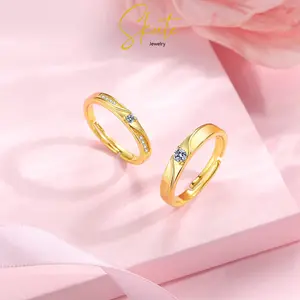 Skute Jewelry Cincin Pasangan Fashion Couple Berlian Cincin Titanium Wanita Anti Karat Korea Adjustable Cincin Perhiasan Rings Fashion Aksesoris