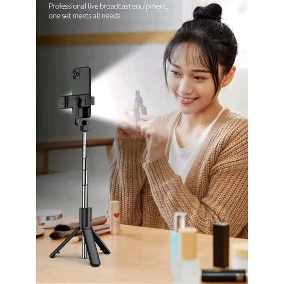 Tongsis Bluetooth R1s Wireless Remote 4 in 1 dengan Lampu Selfi 3