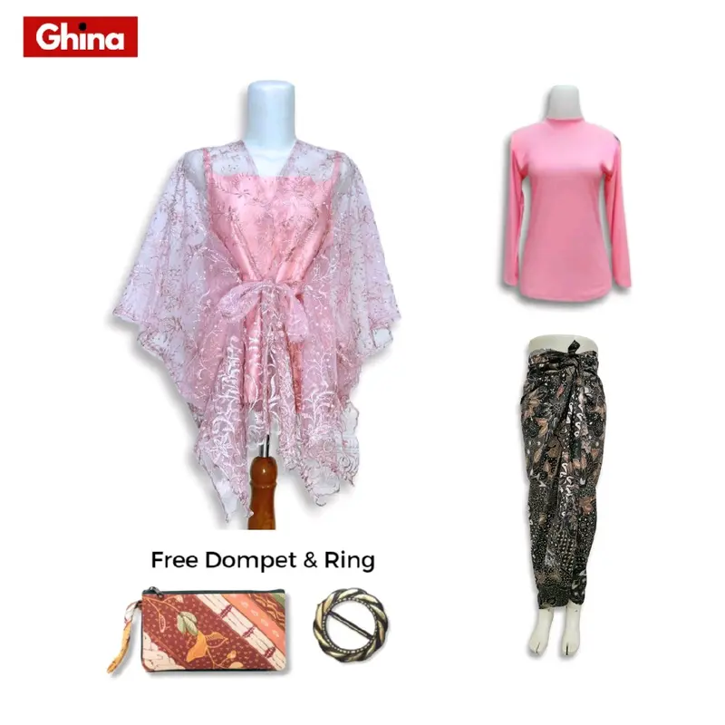 Paket Kondangan 5in1 - Kebaya Ghina One Set Kondangan Wanita Kekinian Outer Brokat Tile Premium Cardi Setelan Kebaya Modern Polos Pesta Dress Remaja Dewasa Mewah kebaya graduation kelulusa kebaya burgundy Baju Atasan Natal Wisuda 6
