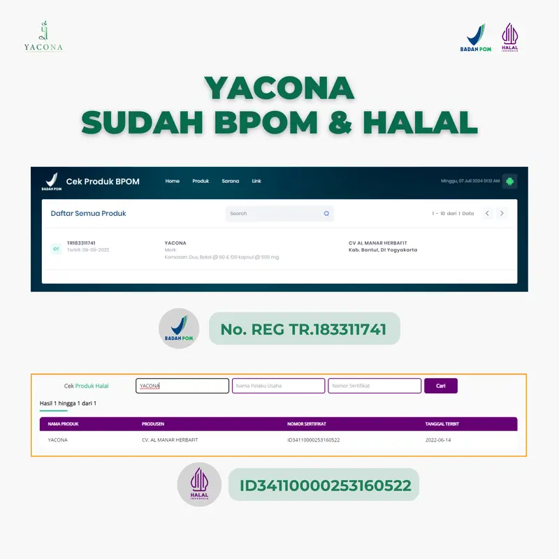 Yacona Yakona Herbal Diabetes - Kapsul Herbal Alami untuk Kontrol Gula Tinggi dan Perbaikan Pankreas - 60 Kapsul, BPOM 5