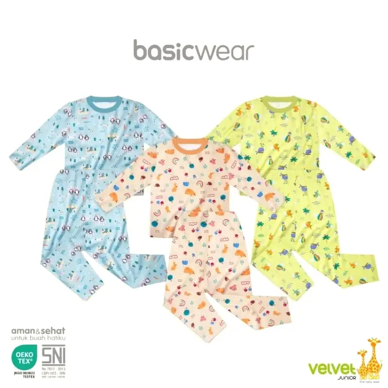PIYAMA ANAK BIG SIZE BOY GIRL 2 3 4 5 6 7 8 9 10 VELVET JUNIOR 3 STEL