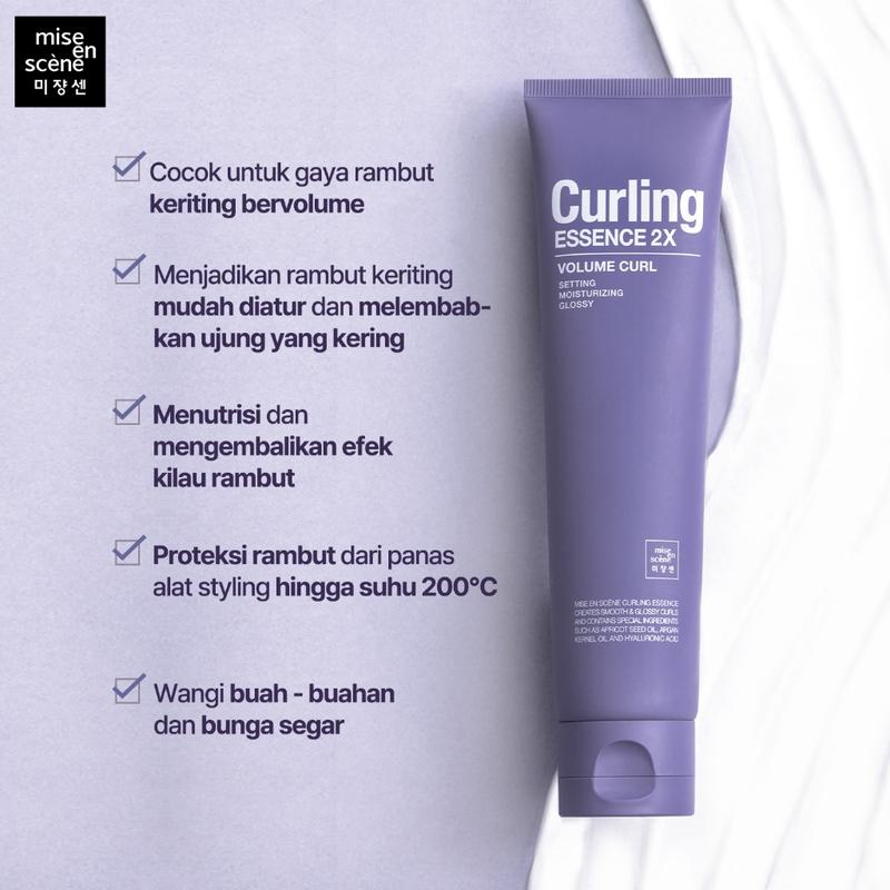 mise en scene Curling Essence 2X Volume Curl 150ml - Krim Rambut dengan Tekstur Ringan Untuk Styling Rambut Ikal Volume Tahan Lama Conditioner Kering 5