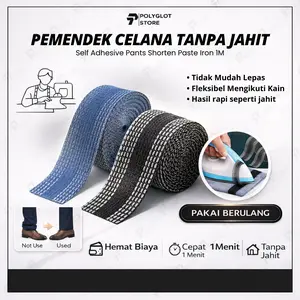 PROMO 2 PCS LEM JEANS 1M PEMENDEK CELANA JEANS TANPA JAHIT UKURAN 100CM PANT EDGE SHORTE SELF ADHESIVE PEREKAT CELANA JEANS INSTAN Katun