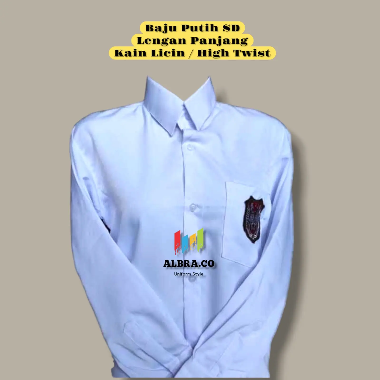 Baju Putih SD Lengan Panjang Kain Licin / Kain Oxford Seragam Sekolah Anak SD Fashion