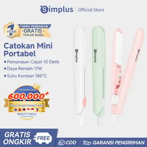 【SUPER DEALS】SIMPLUS PINK - POPPY Catokan Portabel Pelurus Rambut Super Ringan 120g Pemanasan Cepat 10 Detik Panel Keramik Merawat Kesehatan Rambut Pelurus Pengeriting untuk Pria dan Wanita ZFBA007