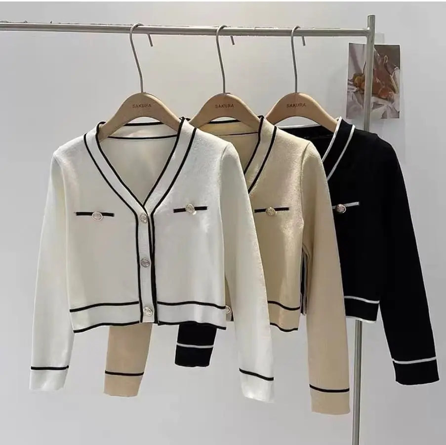 LUNNA CROPE BUTTON CARDIE SWEATER - SWEATER CROOPE WANITA - OUTER WANITA ATASAN
