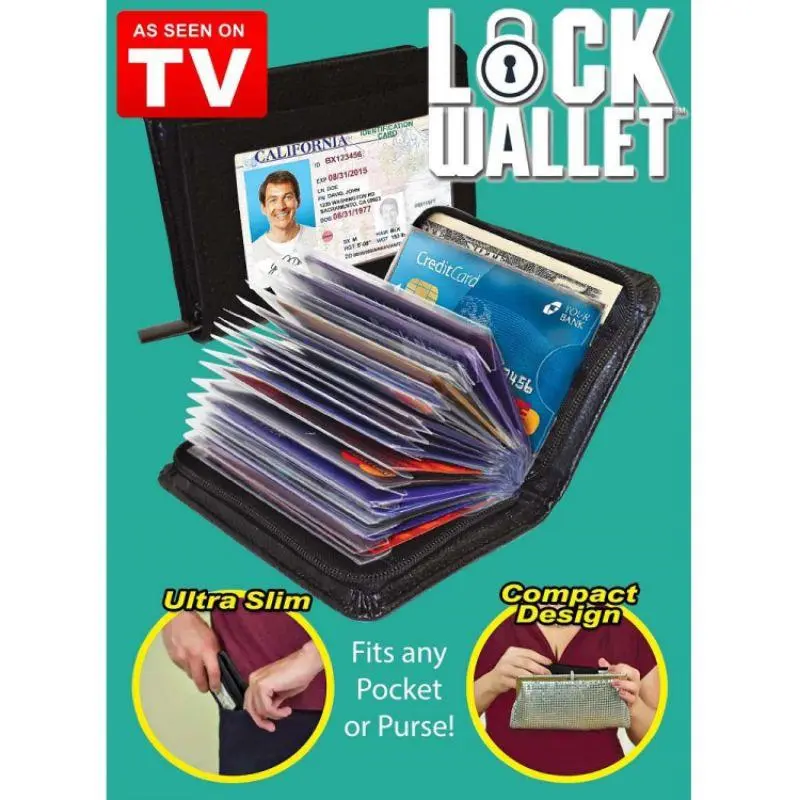 Lock Wallet Dompet Kartu Kredit Secure RFID Blocking - 789522 (Varian:Hitam- Kode: OMPH2QBK ) Wadah/Dompet Koin