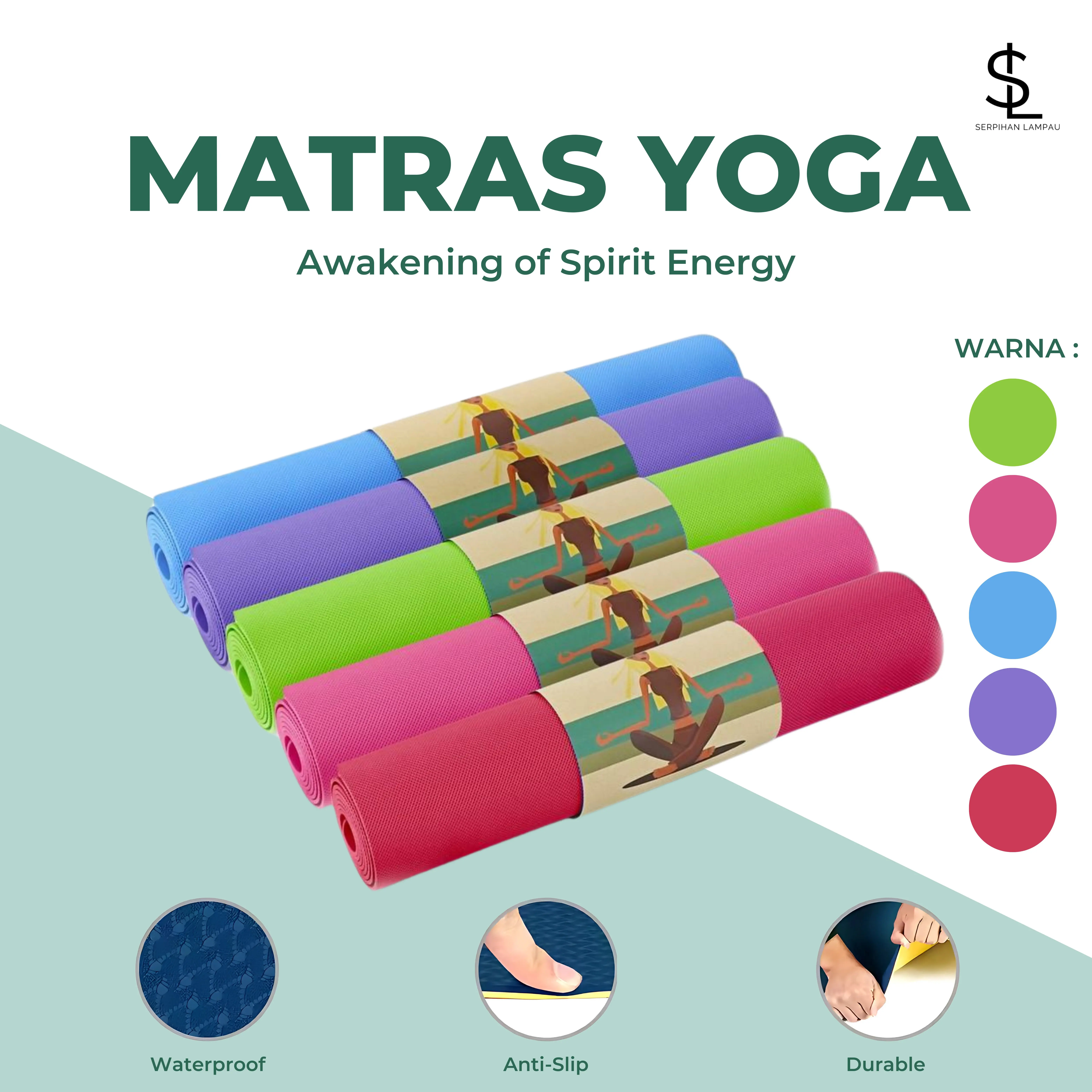 Matras Yoga Mat ketebalan 4mm untuk Olahraga Sport Anti Slip