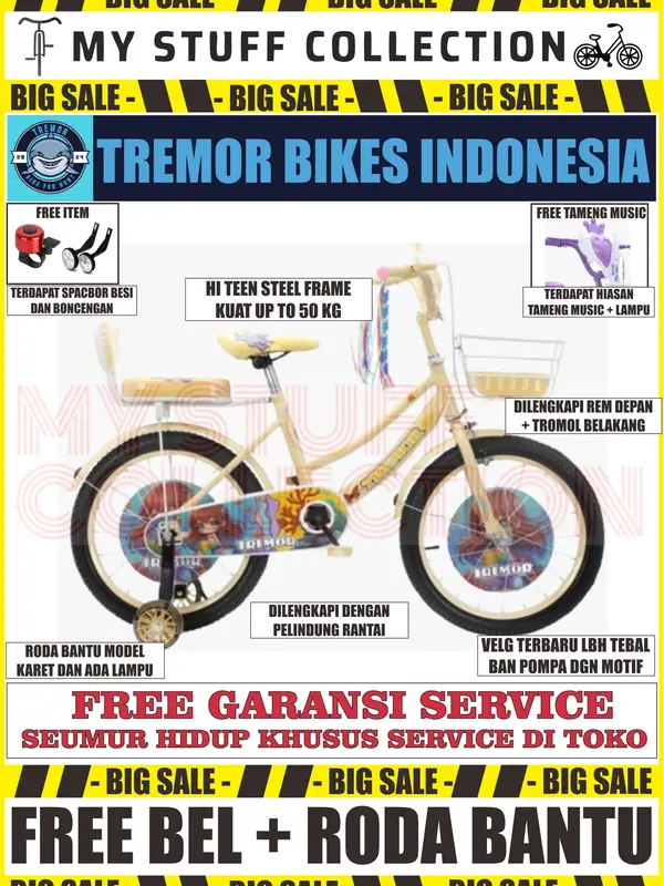 SEPEDA MINI ANAK UKURAN 16 INCH COCOK UNTUK USIA 4 TAHUN HINGGA 7 TAHUN BONUS KERANJANG DAN BONCENGAN SERTA BEL SEPEDA sepeda little 1