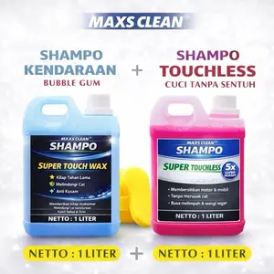 MAXS CLEAN Sabun Cuci Motor Wax Shampo Touchless Super 1Liter MAXS CLEAN & Shampo Kendaraan Bubble Gum 1Liter