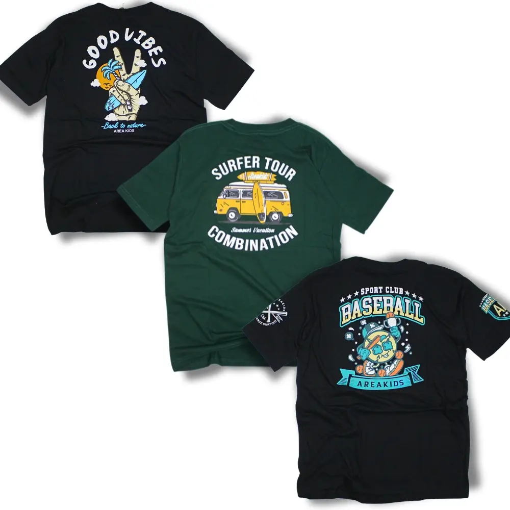 AREAKIDS KAOS ANAK LAKI2 UMUR 9 SAMPAI 16 TAHUN  GAMBAR DEPAN BELAKANG BAHAN KATUN COMBAD 30S MOTIF TERBARU Fashion