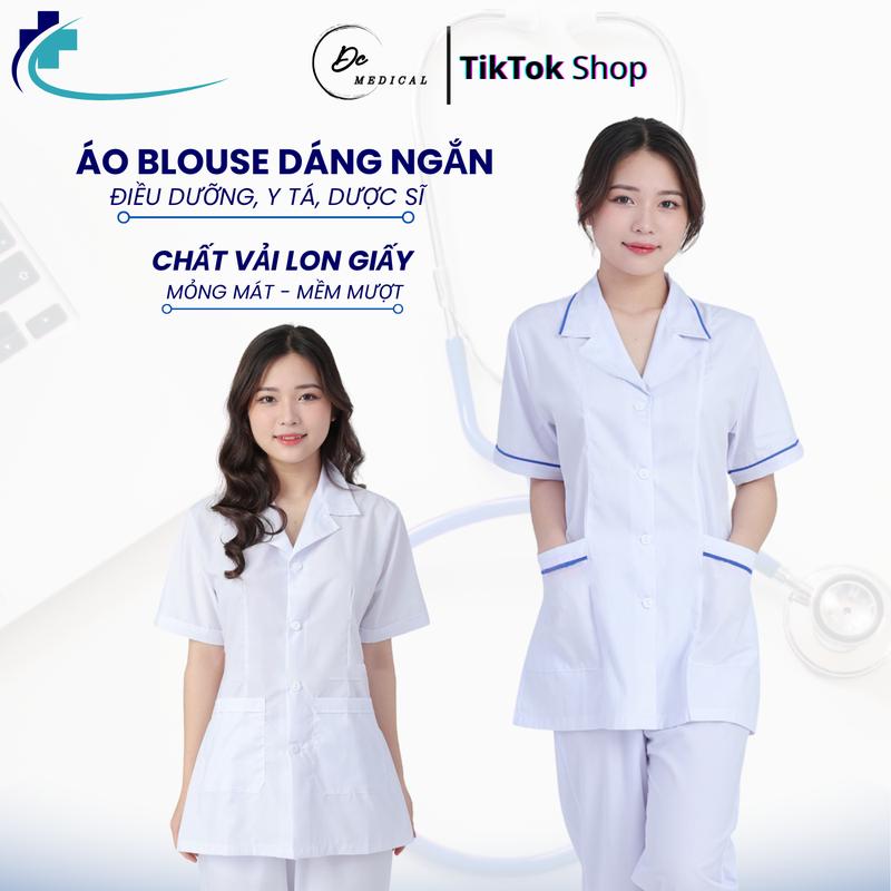 Áo blouse dáng ngắn, Áo blu y tế dành cho NAM/NỮ Y tá, Điều dưỡng, Dược sĩ, Thực tập sinh