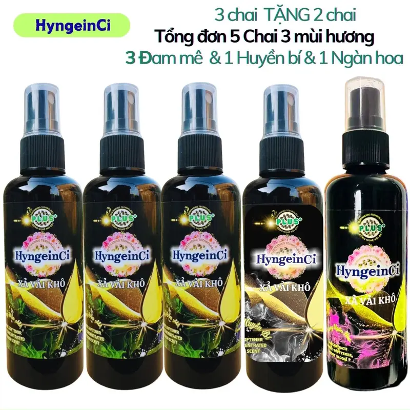 [Combo mới 3 TẶNG 2] Xịt thơm quần áo HyngeinCi Có 3 mùi hương - Xả vải khô hương thơm bền lâu, quần áo thơm dai - Chai 100ml nước Xịt thơm quần áo 4