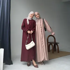 ONI - SIZE M & XL (Kode CSA 1805) by Yellowfacy |  Long Dress Gamis Wanita Ruffle Katun Poplin