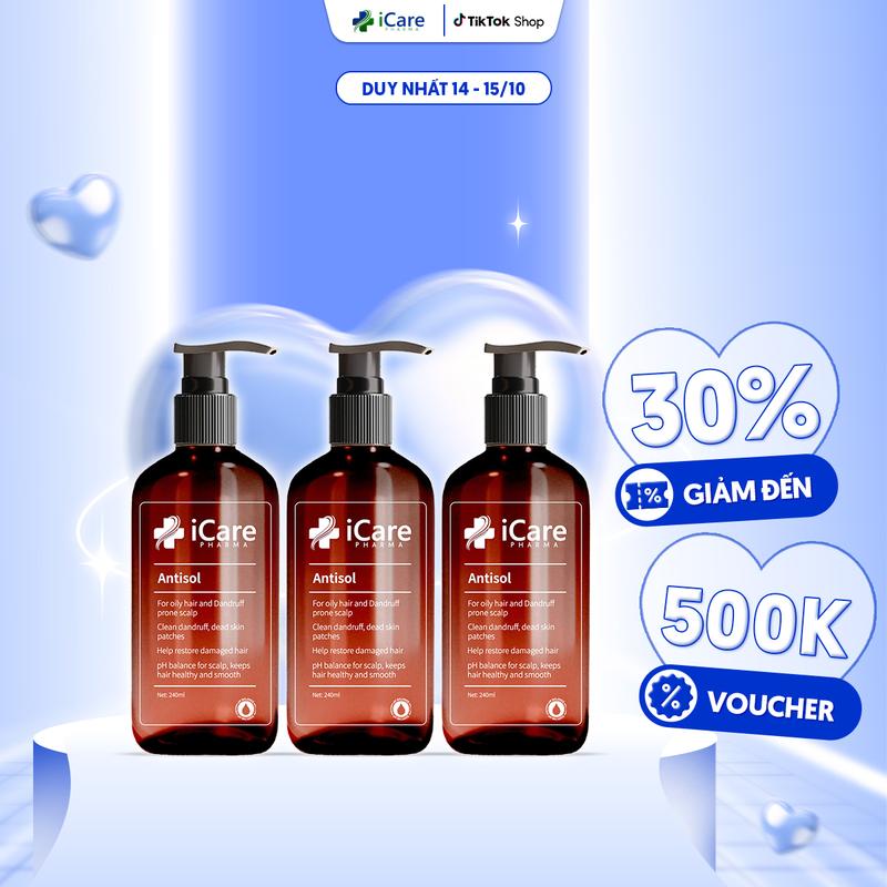 Combo 03 Chai Dầu Gội Sạch Gàu Antisol | Thương Hiệu iCare Pharma