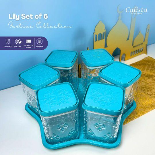 Calista Toples Lily Set of 6 Toples Kue Kering Kedap Udara Toples Kue Lebaran Set Dengan Nampan Calista Toples Lily Set of 6 Toples Kue Kering Kedap Udara Toples Kue Lebaran Set Dengan Nampan