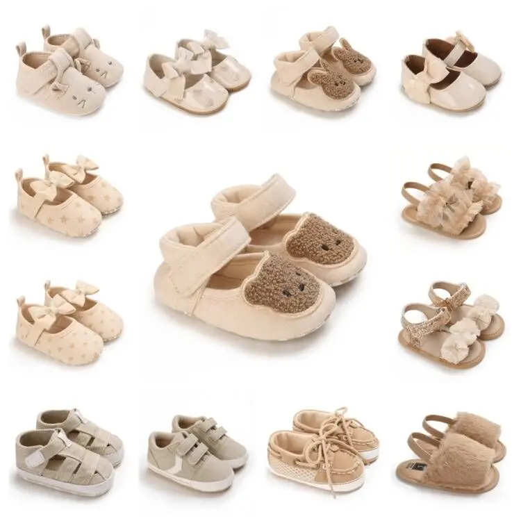 Spring And Autumn 0-1 Year Old Baby Walking Shoes Anti Slip Baby Shoes Cute Princess Baby Girl Shoes Soft Sole Walking Shoes Cute Bow Toddler Princess Shoes