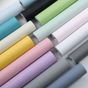 Wallpaper Polos 45CM x 8M PVC Sticker Dinding Motif Polos Bertekstur Bahan Waterproof Premium