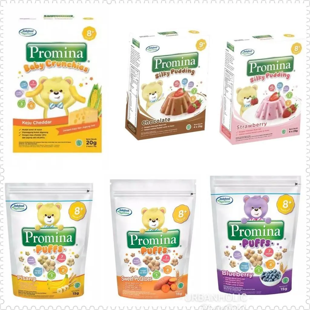 Yuna Baby - Promina Snack Cemilan Bayi Anak MPASI Puffs Crunchies Biskuit Arrowroot Puding 8 Bulan Ke Atas 1 Tahun Ke Atas