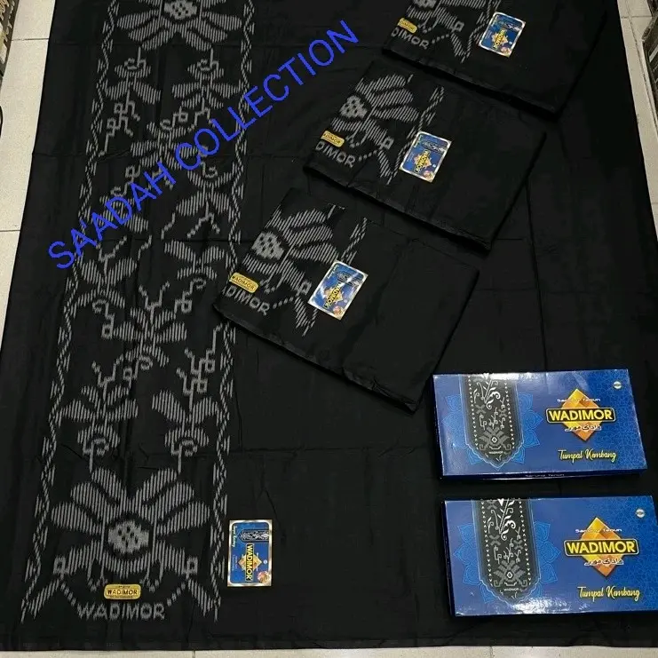Sarung Wadimor Husus Hitam Tumpal/Garis Kembang Bahan Katun Sarung Dewasa 5