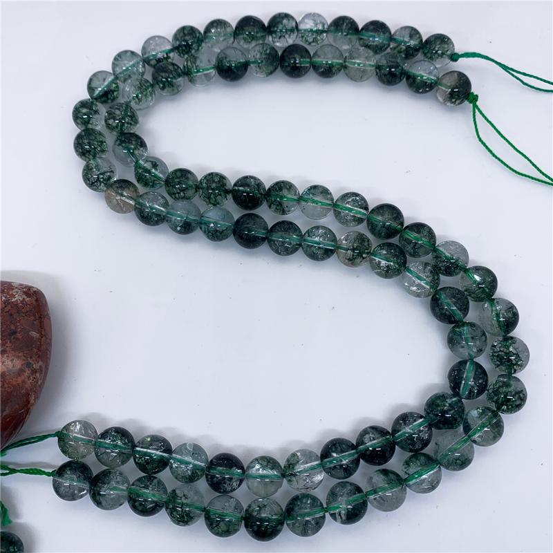 Product Introduction of Green Phantom Crystal Beads 6-12mm Round Natural Loose Stone Bead Diy Necklace 26