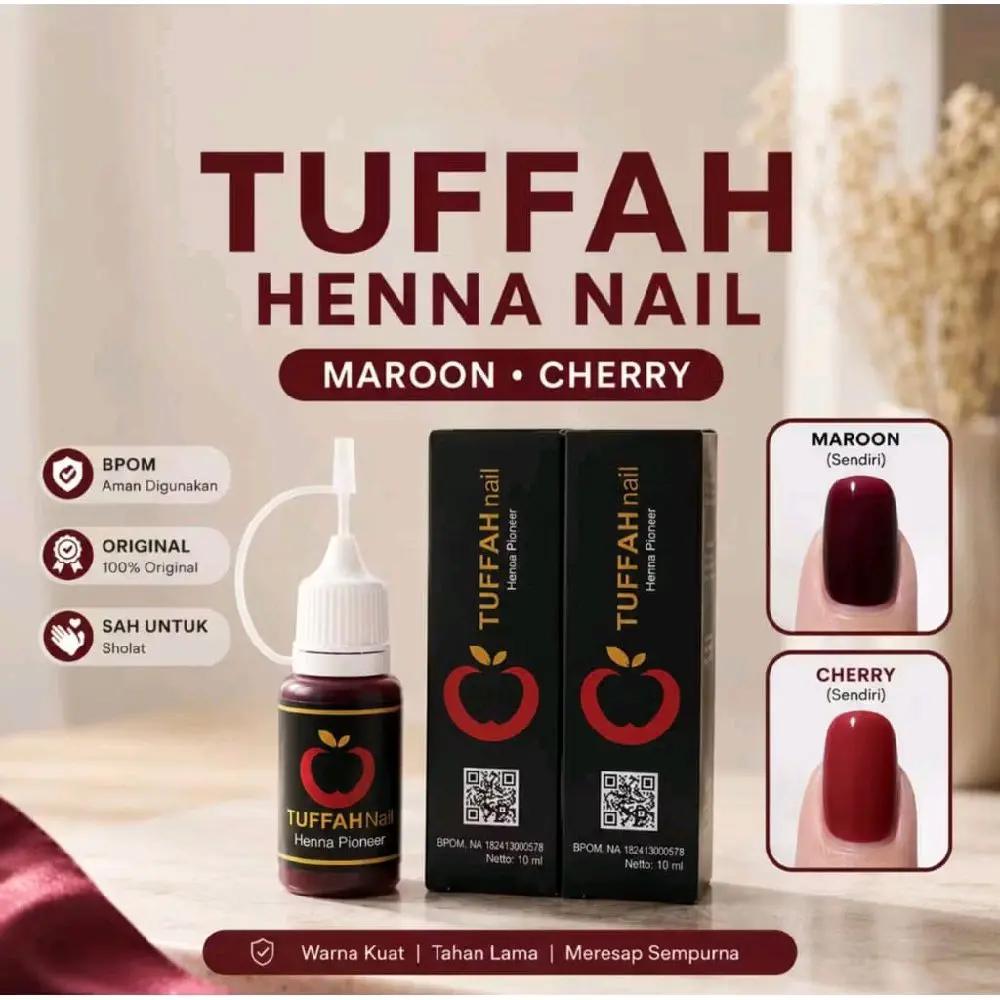 TUFFAH NAIL HENNA ORIGINAL KEMASAN TERBARU BOTOL JARUM LEBIH HEMAT LEBIH PRAKTIS NETTO 10ML SAH BUAT SHOLAT