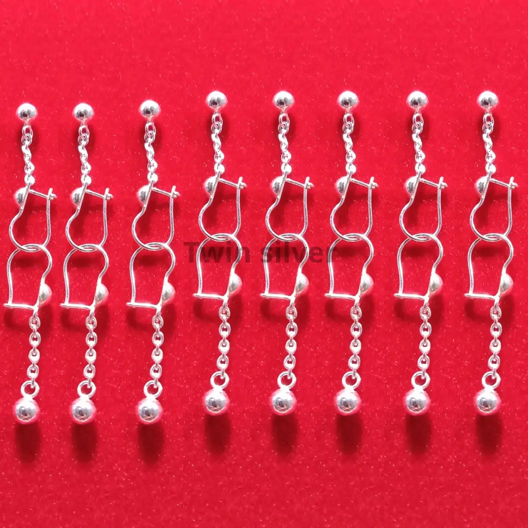 anting rantai bola bola perak murni handmade, cocok disemua pemakaian anak - dewasa,perhiasan perak murni aksesoris perak aksesoris handmade handmade jewelry anting kaitan,