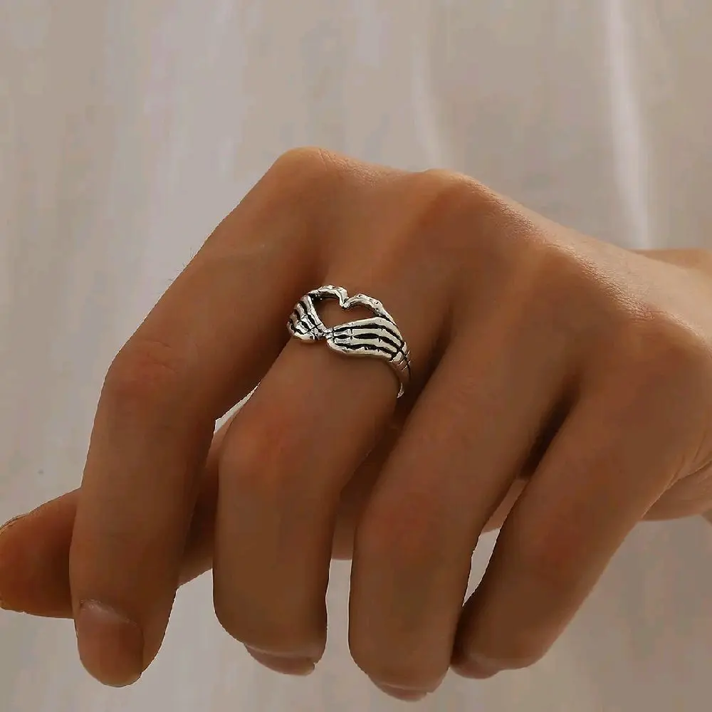 CINCIN AKSESORIS ALOY RETRO Y2K LOVE FINGER STAINLESS STEEL UNTUK PRIA DAN WANITA