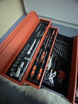 Product Review of 85PCS Tool Box (5 YEARS WARRANTY) Heavy Duty Cantilever Metal 85 PCS Set Ratchet Spanner ¼” & ½” Alloy Hardware from I**I 2