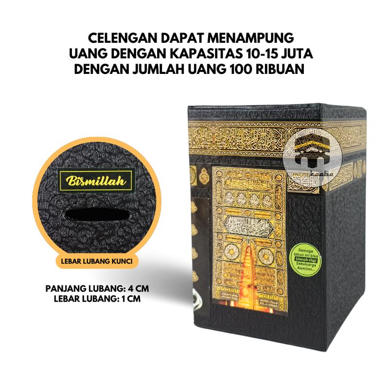 Paket Hemat Celengan Ka'bah Sedang Kunci + Celengan Kakbah Kecil Tanpa Kunci Hadiah Kado 7