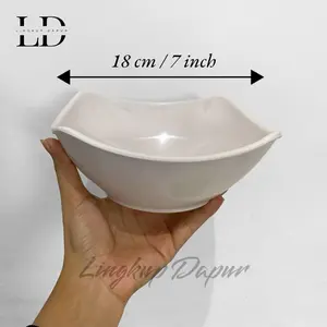 (6 pcs) MANGKOK MELAMINE KOTAK LENGKUNG UKURAN BESAR 18 cm / MANGKOK BAKSO MELAMINE SINGASINGI