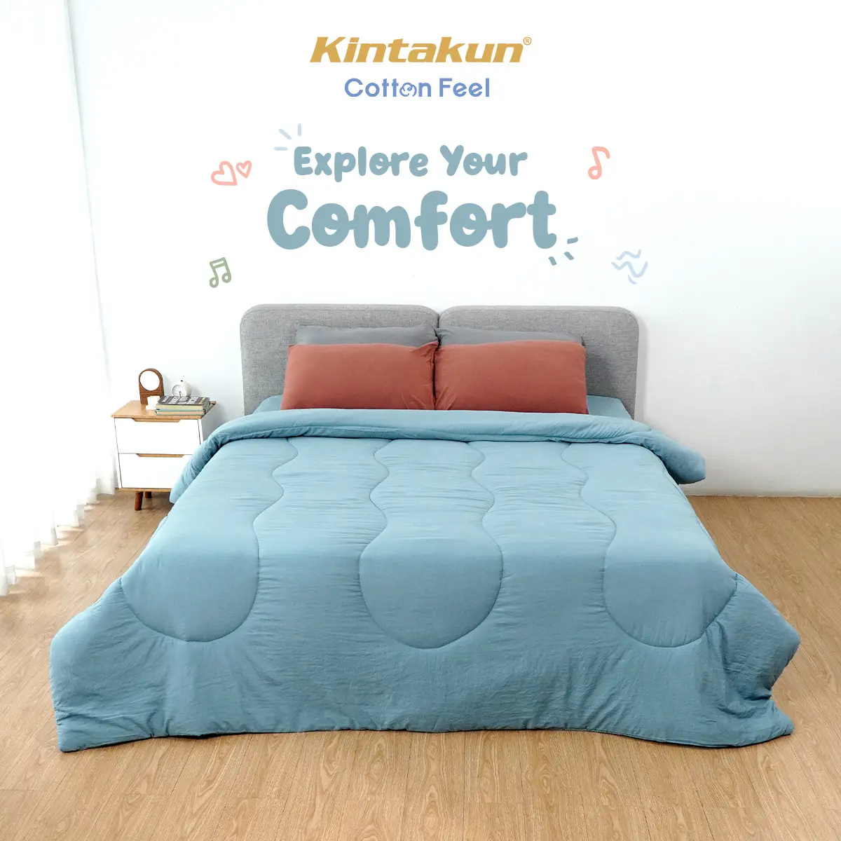 Kintakun Cotton Feel Comforter Basic Ukuran 160x240 / 220x240 Varian Warna Polos Selimut Bedcover Hangat [KAMAR RUMAHKU]