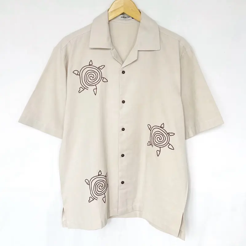 Abercio Sakha Oversized Shirt cotton Beige embroidery - Kemeja Pria Sakha warna cream bordir ukuran Besar