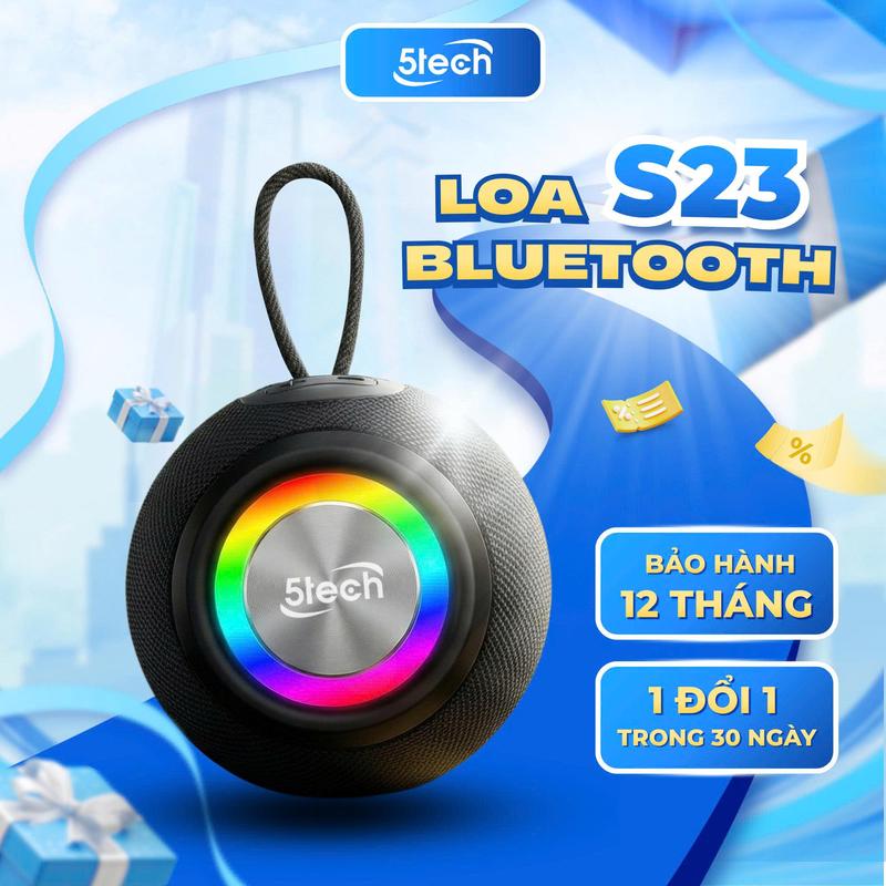 Loa bluetooth 5TECH S23 loa bluetooth mini công suất 5W kháng nước củ loa tích hợp âm trầm cân bằng khi nghe nhạc đèn LED hỗ trợ USB thẻ nhớ AUX 