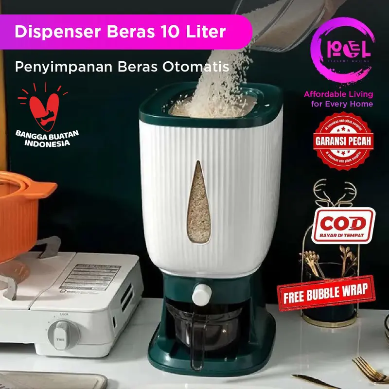 (POL) PAKET RAK MAKANAN 3 IN 1 | Dispenser Beras 10kg + Tudung Saji 4 Susun + Wadah Pengering 3PCS 1