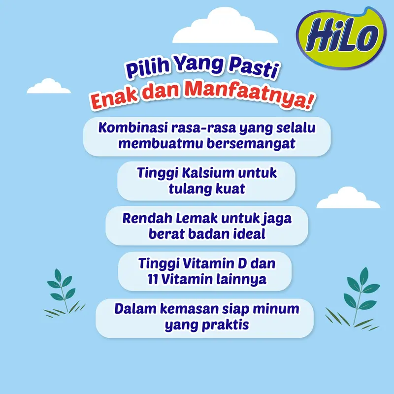 HiLo Ready to Drink 200ml (4 tetrapack) - Sumber Kaslium Tinggi Vitamin D 2