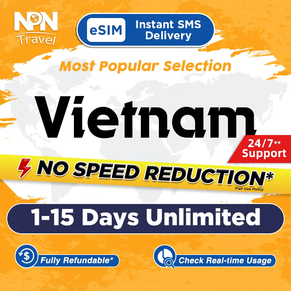 NPN Travel Voucher for Vietnam embedded SIM 1-15Days Daily 500MB-4GB Unlimited Data (Physical Voucher)