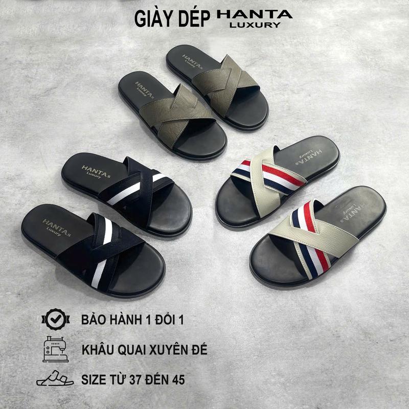 [ Khâu Xuyên Đế ] Dép Lê Nam Quai Ngang Da Đan Chéo Thời Trang size 37-45 | Đế Cao Su Cao Cấp Chống Trơn | Dép Thời Trang 2026 (Nhung Đồng Quai Hậu Sandal DéP Đế Bằng)